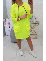 Šaty s kapucí žluté neonové