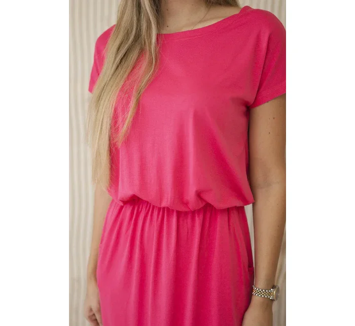 Viskózové šaty s kapsami fuchsie