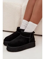 Semišové dámské zimní boty na platformě model 21707888 Černé - VINCEZA