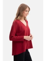 B304 Pletený sveter s výstrihom do V - bordový