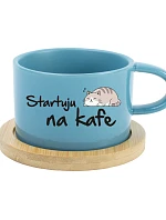 STARTUJU NA KÁVE – modrý hrnček Makronka 200 ml