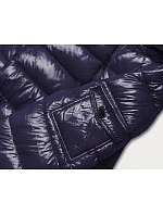 Lesklá dámska zimná páperová bunda Dark Blue (b9583-3) Lesklá dámska zimná páperová bunda Dark Blue (b9583-3)