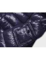 Tmavomodrá lesklá dámska zimná páperová bunda (b9583-3) Tmavomodrá lesklá dámska zimná páperová bunda (b9583-3)