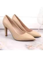 Sergio Leone W SK415B béžové lodičky na podpätku