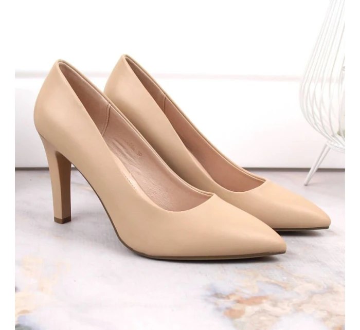 Sergio Leone W SK415B béžové lodičky na podpätku