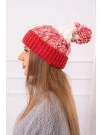 Dámska čiapka s brmbolcom Abigail K326 raspberry+ecru