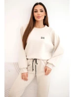 Dámska súprava z viskózy s mikinou a nohavicami béžová