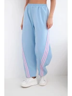 Dámske maslové nohavice z viskózy s modrým pásom
