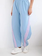 Dámske maslové nohavice z viskózy s modrým pásom