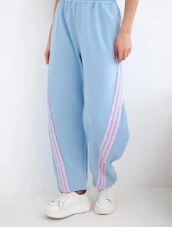 Dámske maslové nohavice z viskózy s modrým pásom