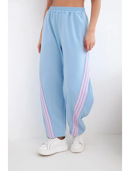 Dámske maslové nohavice z viskózy s modrým pásom
