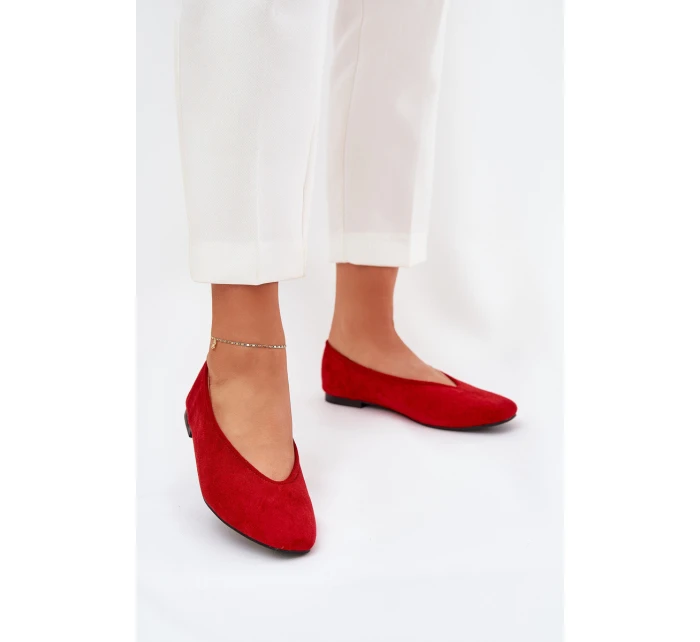 Klasické Baletky Z Eko Semiše Červené model 21687300 - Boto