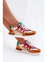 Kožené Polobotky Tenisky Dámské model 21693239 Multicolor - Artiker Kožené Polobotky Tenisky Dámské model 21693239 Multicolor - Artiker