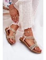 Plné Dámské Sandály S Vzorem  Zlaté model 21693554 - Artiker