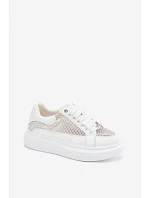 Kožené dámske tenisky s dekoráciou GOE TT2N4010 White Kožené dámske tenisky s dekoráciou GOE TT2N4010 White
