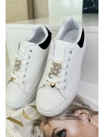 Nízke tenisky z eko kože s odznakmi bielo-čierne Cillione Nízke tenisky z eko kože s odznakmi bielo-čierne Cillione