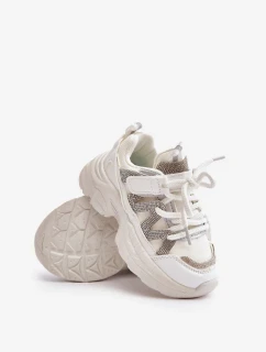 Detské tenisky s kryštálmi White Rianalla