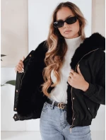 Dámská zimní bunda krátká s kožešinou černá Dstreet model 21991168 - FashionStreet