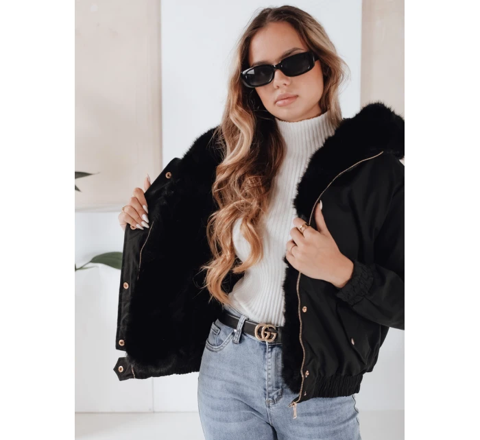 Dámská zimní bunda krátká s kožešinou černá Dstreet model 21991168 - FashionStreet