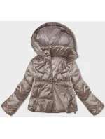 Krátká béžová dámská bunda s odepínací kapucí model 19422307 - S'WEST Krátká béžová dámská bunda s odepínací kapucí model 19422307 - S'WEST