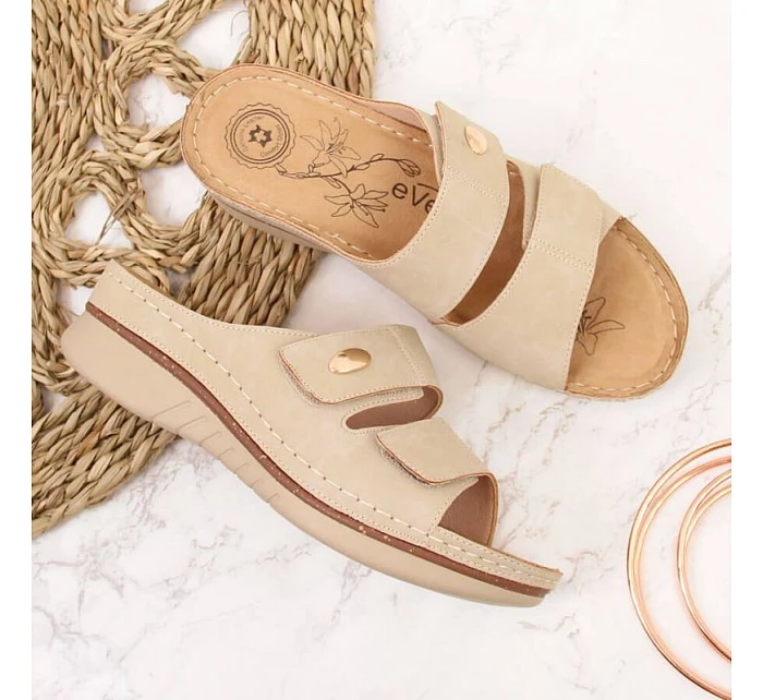 Žabky na suchý zips eVento W EVE224B beige