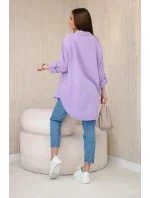 Bavlnená mušelínová košeľa oversize fialová