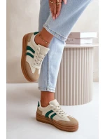 Sneakersy Damskie Na Platformie Beżowo-Zielone Nesonice Sneakersy Damskie Na Platformie Beżowo-Zielone Nesonice