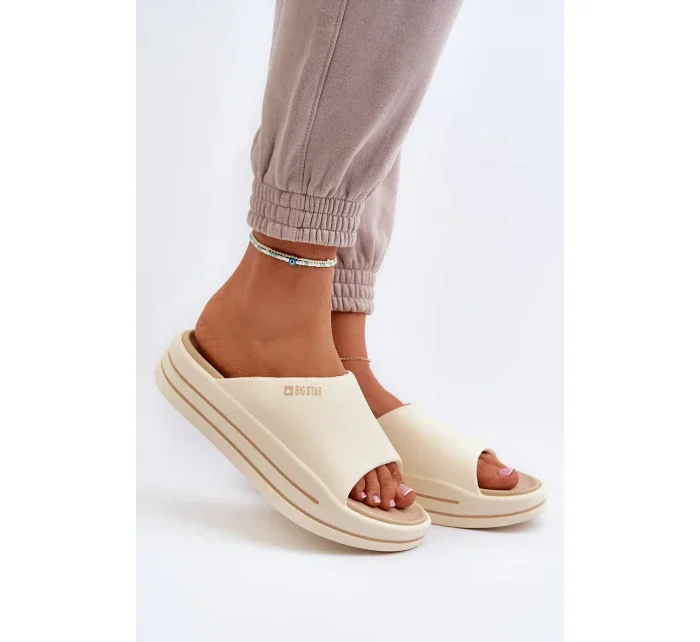 Dámske papuče na platforme Big Star Beige