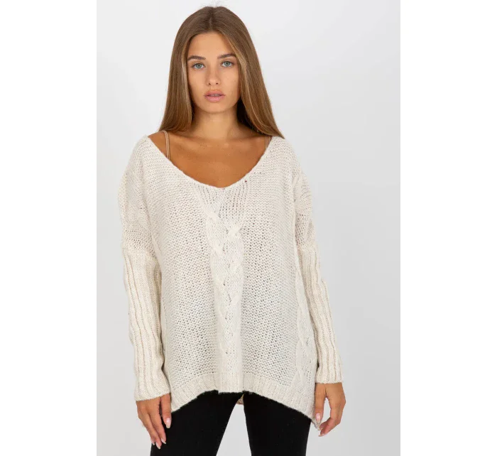 Dámsky sveter Model TW-SW-BI-M903.33X Ecru - Och Bella
