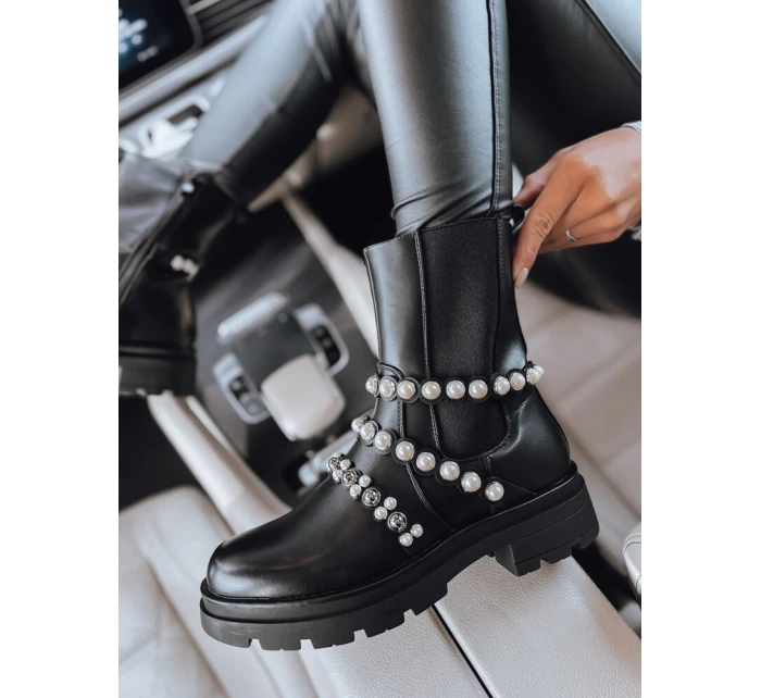 Dámske perlové čižmy CALLA black FashionStreet ZY0396