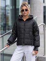 Dámská prošívaná bunda s kapucí, černá, FashionStreet TY5759 Dámská prošívaná bunda s kapucí, černá, FashionStreet TY5759