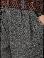 Elegantné dámske šortky so vzorom v tvare rybích kostí a s opaskom, sivé, FashionStreet SY0619 Elegantné dámske šortky so vzorom v tvare rybích kostí a s opaskom, sivé, FashionStreet SY0619