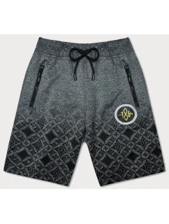 Tmavosivé pánske kraťasy s potlačou (8K1120-5)