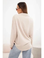 Dámská košile z viskózy s dlouhým rukávem a volánky béžová