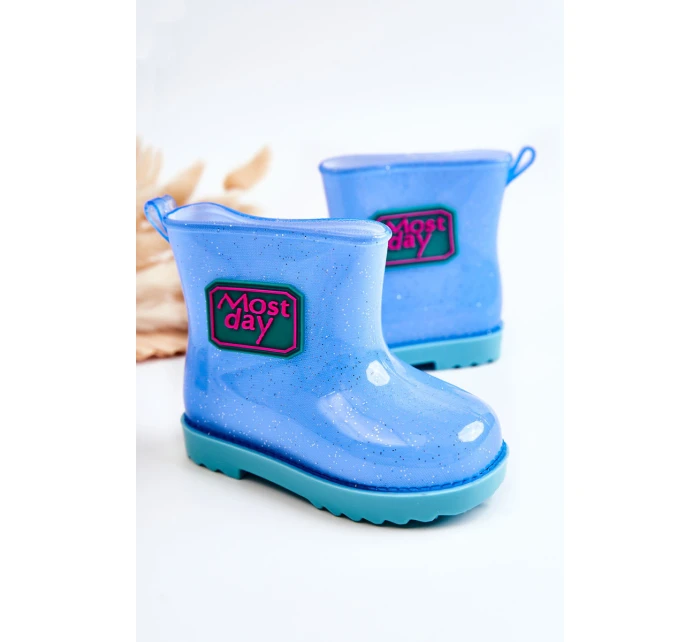 Dziecięce Brokatowe Kalosze Niebieskie Rain Dziecięce Brokatowe Kalosze Niebieskie Rain