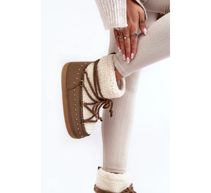 Dámské zateplené sněhule hnědé model 21637505 - Boto Dámské zateplené sněhule hnědé model 21637505 - Boto