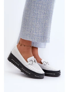 kožené mokasíny na platformě s ozdobou model 21660279 - S.Barski