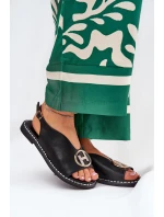 Ploché Elegantní Sandály S Dekorací Černé model 21685756 - Boto