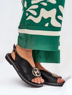 Ploché Elegantní Sandály S Dekorací Černé model 21685756 - Boto