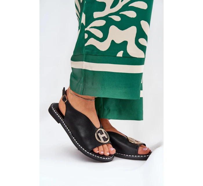 Ploché Elegantní Sandály S Dekorací Černé model 21685756 - Boto