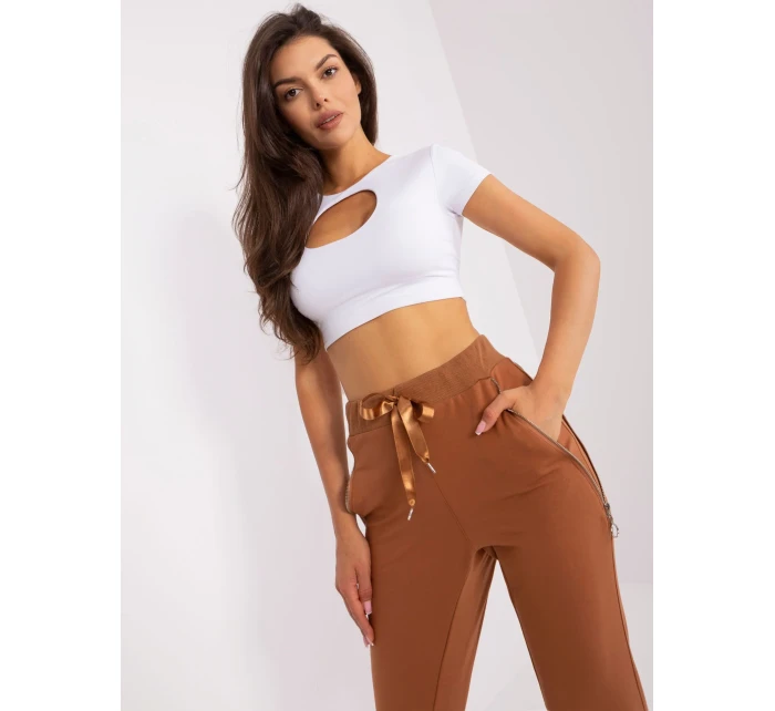 Spodnie dresowe EM DR HW 20 model 18761672 jasny brązowy - FPrice Spodnie dresowe EM DR HW 20 model 18761672 jasny brązowy - FPrice