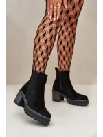 Dámske zateplené členkové topánky na podpätku Eco Suede Black Irissinae Dámske zateplené členkové topánky na podpätku Eco Suede Black Irissinae