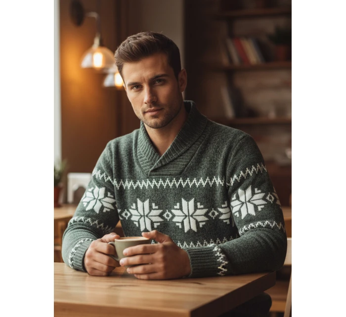 Pánsky zelený sveter FashionStreet WX2270