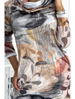 IRENE - Dámske šaty so vzorom "silver brown" as rolákom 282-5 IRENE - Dámske šaty so vzorom "silver brown" as rolákom 282-5