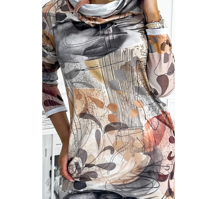 IRENE - Dámske šaty so vzorom "silver brown" as rolákom 282-5 IRENE - Dámske šaty so vzorom "silver brown" as rolákom 282-5