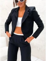 Krátka bunda + široké nohavice čierna (8263)