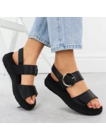 Dámske kožené sandále na platforme čierne Remonte D2K50-00