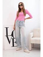 Blúzka s okrúhlym výstrihom ružová