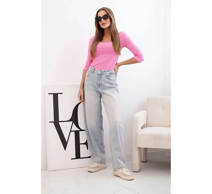 Blúzka s okrúhlym výstrihom ružová