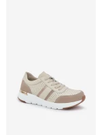 Dámské kožené tenisky na platformě béžové model 21685462 - EVENTO
